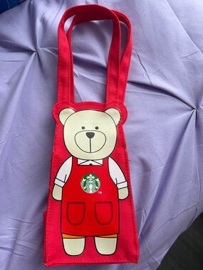 Starbucks: Tumbler/Cup Carrying Pouch/Bag, Featuring Bearista, Color: Red
